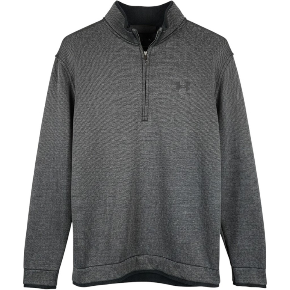 Under Armour Mens Medium Gray Black Textured Quarter Zip Pullover Loose Fit